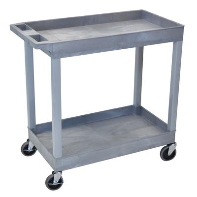 Luxor EC11-G 2-Level Polymer Utility Cart w/ 400-lb Capacity, Raised Ledges