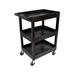 Luxor SEC111-B 3 Level Plastic Utility Tub Cart w/ 400 lb Capacity, Raised Ledges, 3 Shelves, 24" x 18", Black