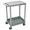 Luxor STC21-G 2-Level Polymer Utility Cart w/ 300-lb Capacity, Raised Ledges, Gray