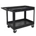 Luxor XLC11-B 2 Level Polymer Utility Cart w/ 500 lb Capacity - Raised Ledges, Black