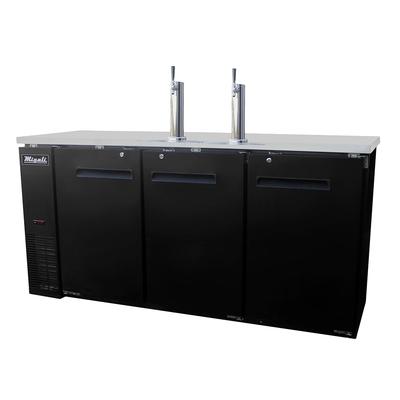 Migali C-DD72-3-HC 72 4/5" Kegerator Commercial Beer Dispenser w/ 3 Keg Capacity - 3 Columns, Black, 115v