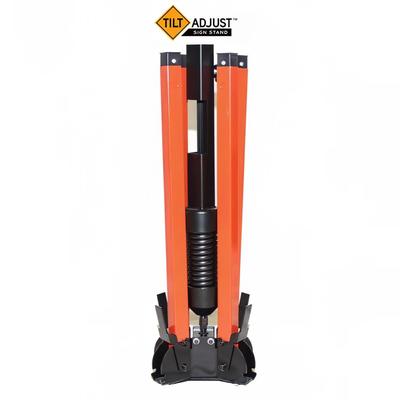 Accuform Signs FRC786 Tilt-Adjust Sign Stand for 36" or 48" Diamond Shaped Construction Sign, Steel, Orange