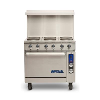 Imperial IR-6-E-C 208/3 36" Pro Series 6 Sealed Element Commercial Electric Range w/ Standard Oven, 208v/3ph, Stainless Steel