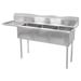 John Boos E3S8-1824-14L24 E-Series 80" 3 Compartment Sink w/ 18"L x 24"W Bowl, 14" Deep, (1) 24" Left Drainboard, Stainless Steel
