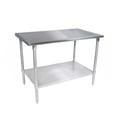 John Boos ST4-2436GSK 36" 14 ga Work Table w/ Undershelf & 300 Series Stainless Flat Top, Stainless Steel