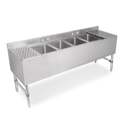 John Boos UBS4-2196-2D24-X 96" 4 Compartment Underbar Sink w/ 10"L x 14"W Bowls, 10" Deep, Stainless Steel