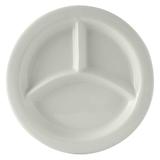 Tuxton BPA-0903 9" Round 3 Compartment TuxCareÂ© Plate - China, Porcelain White