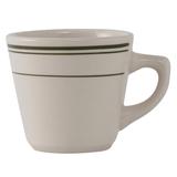 Tuxton TGB-001 7 oz Green Bay Cup - Ceramic, American White/Eggshell w/ Green Band