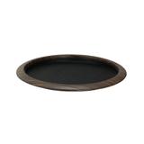 Service Ideas TR1412RIDW 14" Round Non Slip Serving Tray - Stainless Steel, Dark Wood, Brown