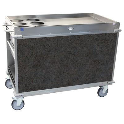 Cadco BC-3-L3 MobileServ Mobile Beverage Service Cart w/ (2) Shelves & (4) Drawers, Stainless Steel/Gray Laminate