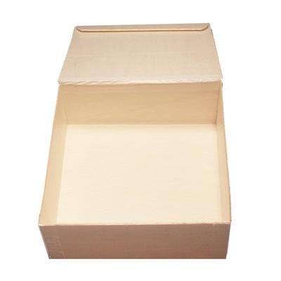 VerTerra TG-CB-7X7 Collapsible To Go Box w/ Attached Lid - 7" x 7" x 3", Balsa Wood/Rice Paper, Beige