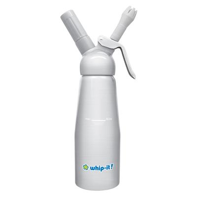 Whip-It! DC-ELEM-H01 1/2 Liter Whipped Cream Dispenser w/ 3 Nozzles - Aluminum, Silver