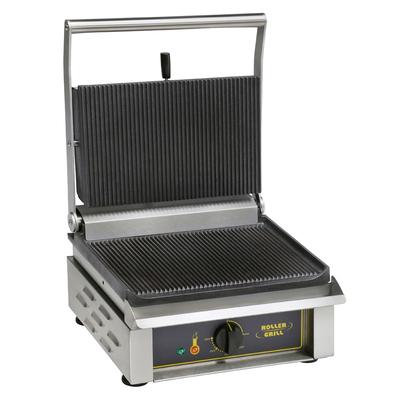 Equipex PANINI S/S Single Commercial Panini Press w/ Cast Iron Smooth Plates, 208-240v/1ph, Smooth Cast Iron Plates, 14" x 9.5" Cooking Surface, Stainless Steel