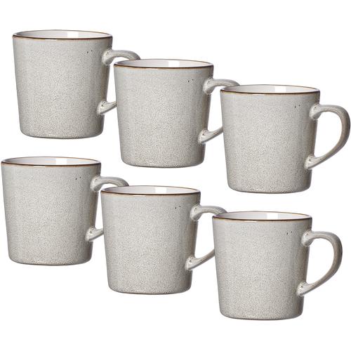 „Becher RITZENHOFF & BREKER „“Visby““ Trinkgefäße Gr. Ø 9 cm x 9 cm, 400 ml, 6 tlg., grau Kaffeebecher und Kaffeetassen Steinzeug, handveredelt, jedes Stück ein Unikat, 400 ml. 6-teilig“