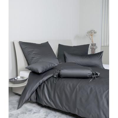 Kissenbezug JANINE "Colors Mako Satin", grau (titan), B:40cm L:80cm, Mako-Satin, Obermaterial: 100% Baumwolle, Kissenbezüge, mit Reißverschluss, uni Kissenhülle, feinfädig, 100% Baumwolle Image
