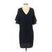 Banana Republic Factory Store Casual Dress - Shift V Neck Short sleeves: Blue Print Dresses - Women's Size 2