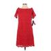 Maggy London Casual Dress - Mini Boatneck Short sleeves: Red Solid Dresses - Women's Size 4