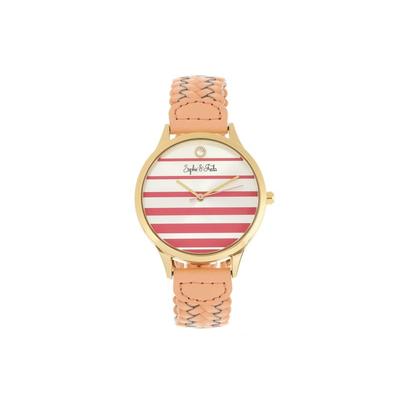 Sophie And Freda Sophie & Freda Tucson Leather Band Watches w/ Swarovski Crystals - Women's Gold/Coral One Size SAFSF4503