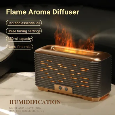 Humidificateur d'air à brume fraîche à ultrasons avec lumière de flamme de simulation diffuseur