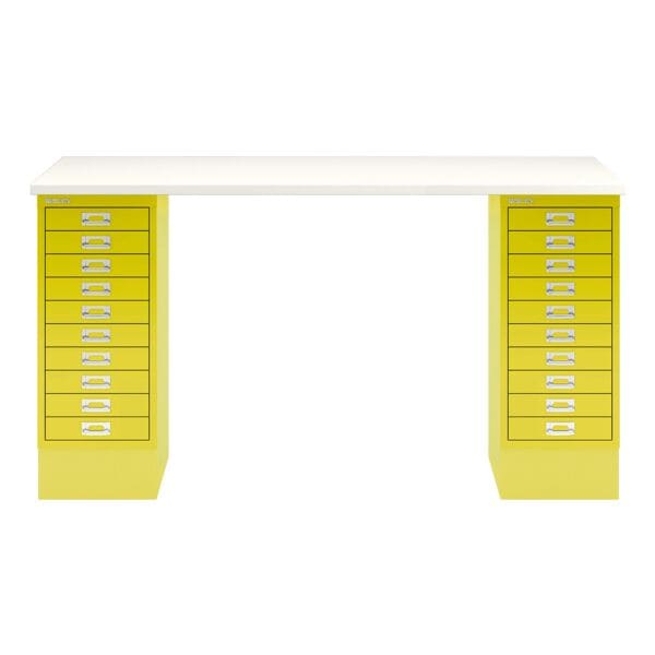 Bisley Schreibtisch »MultiRange« weiße Platte mit 20 Schubladen gelb, 140x74x60 cm Image