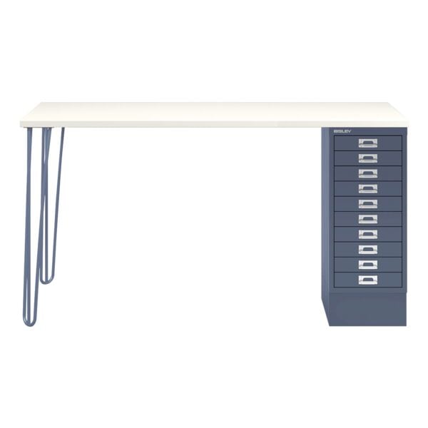 Bisley Schreibtisch »MultiRange« weiße Platte mit 10 Schubladen blau, 140x74x60 cm