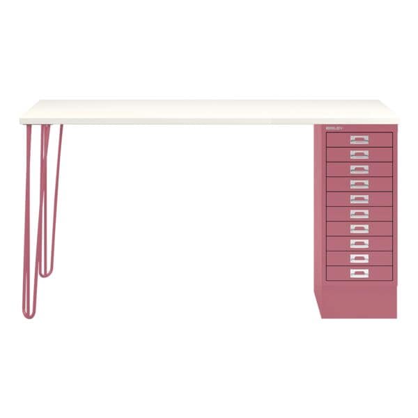 Bisley Schreibtisch »MultiRange« weiße Platte mit 10 Schubladen pink, 140x74x60 cm Image