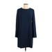 Forest Lily Casual Dress - Shift: Blue Solid Dresses - Women's Size Medium