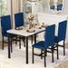 Grondin Modern Style Faux Marble Top 5-Piece Casual Dining Set with 4 Velvet Upholstered Dining Chairs