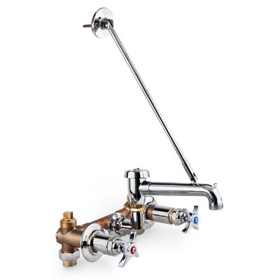 T&S B-0699 Service Sink Fitting with Concealed Bypass Mixing Valve, Vacuum Breaker, Wall Brace, and 3/4" Garden Hose Thread Outlet