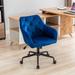 Velvet Fabric Swivel Adjustable Home Blue Office Chair with Soft Seat