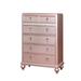 Five Drawers Contemporary Solid Wood Chest With Mirror Accent, Pink