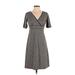 Ann Taylor LOFT Casual Dress - Wrap: Tan Damask Dresses - Women's Size 0 Petite