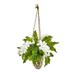 Nearly Natural 26in. Phalaenopsis Orchid and Fern Artificial Plant in Hanging Vase