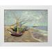 Van Gogh Vincent 24x19 White Modern Wood Framed Museum Art Print Titled - Fishing Boats on the Beach at Les Saintes-Maries-de-la-Mer