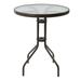 Miumaeov 24 Round Table with Tempered Glass Top for Garden Backyard Patio Outdoor Furniture