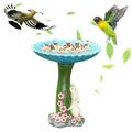 Fridja Resin Rabbit Bird Bath Bowl Standing Resin Bird Feeders Bird Bath Bowl Garden Yard Statue Ornament Simulation Bunny for Eater Decor