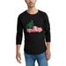 Ma Croix Mens Christmas Holiday Green Red Truck with Holiday Tree 3/4 Raglan Digitally Printed Classic Baseball Style Tee Shirts