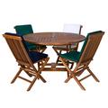 All Things Cedar Shirehampton 5-Piece 4-ft Teak Round Folding Outdoor Table Set Wood/Teak in Brown/Red/White | Wayfair TT5P-R-B