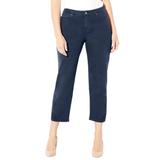 Plus Size Women's Eyelet Hem Straight Leg Capri by Catherines in Navy (Size 22 W)