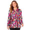 Plus Size Women's Liz&Me® Henley Peasant Georgette Blouse by Liz&Me in Navy Floral (Size 5X)