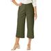 Plus Size Women's Chino Wide-Leg Crop by Jessica London in Dark Olive Green (Size 22 W)