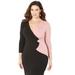 Plus Size Women's Curvy Collection Colorblock Wrap Top by Catherines in Black Dusty Rose (Size 6X)