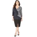 Plus Size Women's Curvy Collection Colorblock Wrap Top by Catherines in Rich Grey Texture (Size 2X)