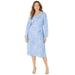 Plus Size Women's Liz&Me® Peasant Wrap Dress by Liz&Me in French Blue Stencil Paisley (Size 3X)