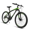 SOCOOL Mountain Bike 17 Aluminum Frame Bicycle for Adults and Youth Shimano Parts Mens and Womens 26 Wheels -Black & White & Green OL1805BK