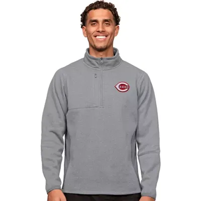 Antigua Mlb Cincinnati Reds Men's Course Pullover, Grey, X-Large