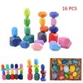 FZFLZDH Wooden Blanace Blocks Set Balancing Stones Block Lightweight Natural Colored Stacking Game Educational Puzzle Toy (Multicolor 16pcs)