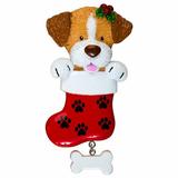 Personalized by Santa Pets Dog in Stocking Shaped Ornament in Green | Wayfair POLARX-OR1405