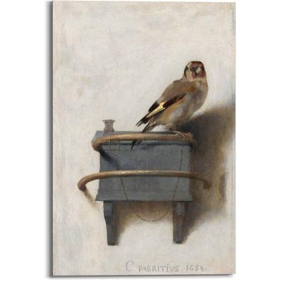 Wandbild REINDERS "Wandbild Der Distelfink Carel Fabritius - Vogel - Kunst - Mauritshuis", braun (farbe bild(er): braun), B:60cm H:90cm, MDF, Bilder Image
