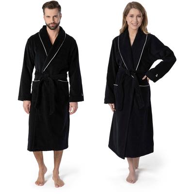 Unisex-Bademantel MÖVE "Schalkragen Velours, ideal für Sauna & Spa, Hotelbademantel" Gr. S, schwarz, L:125cm in Gr. S, Velours, Hausmäntel, edel gestalteter Saum Image